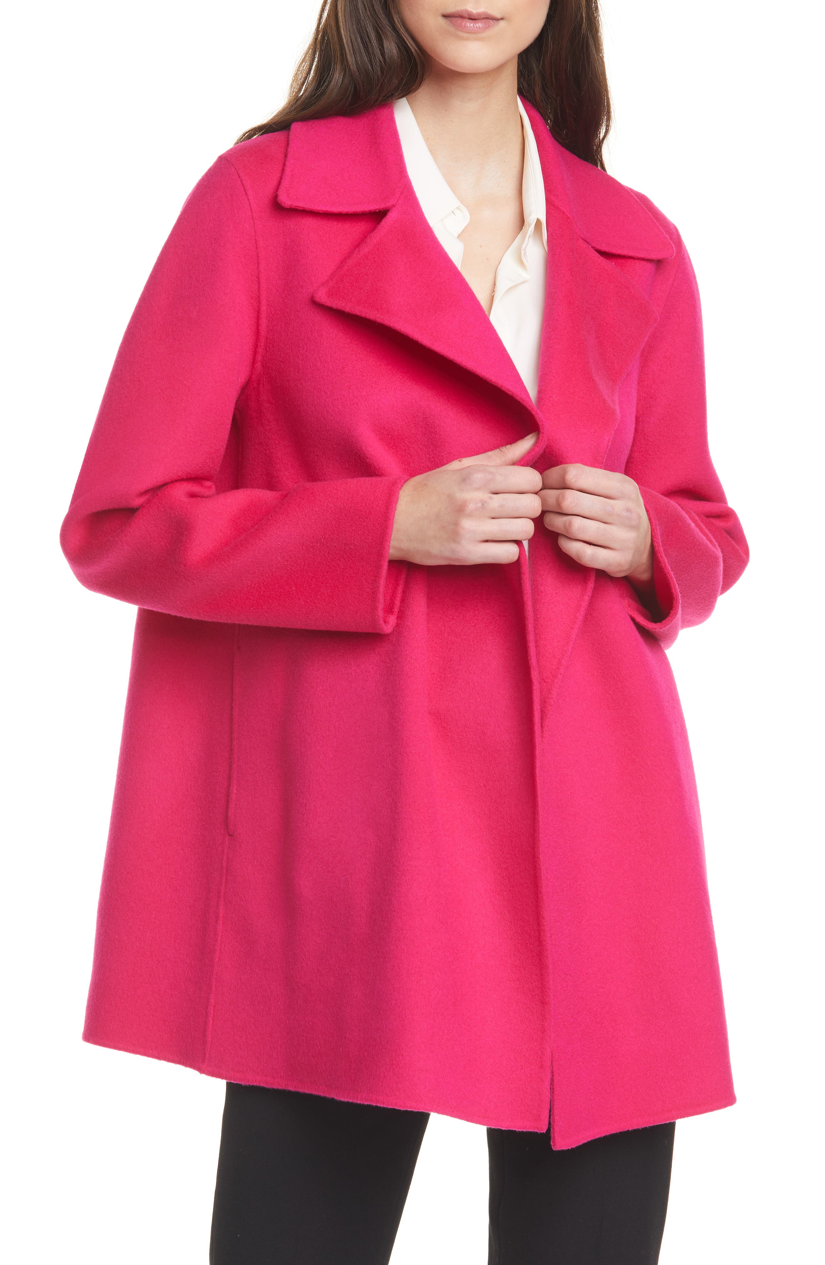 magenta wool coat