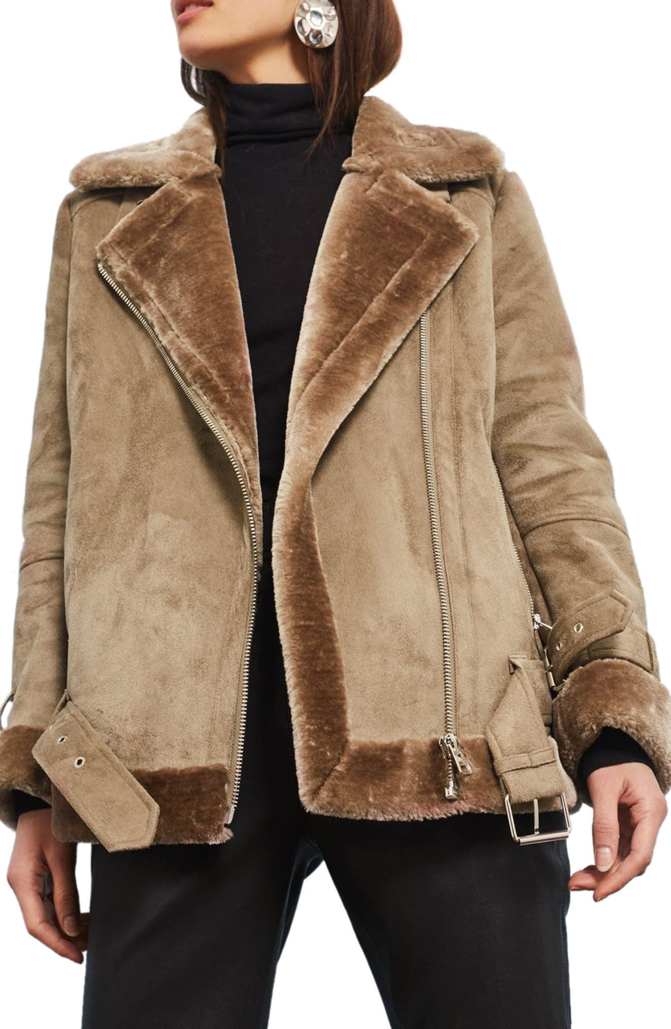 Faux Shearling Biker Jacket Nordstrom