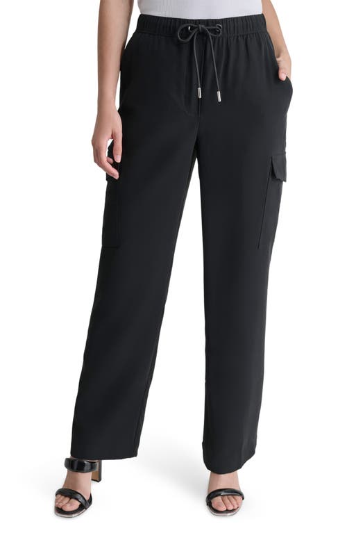 Shop Dkny Carrot Drawstring Cargo Pants In Black