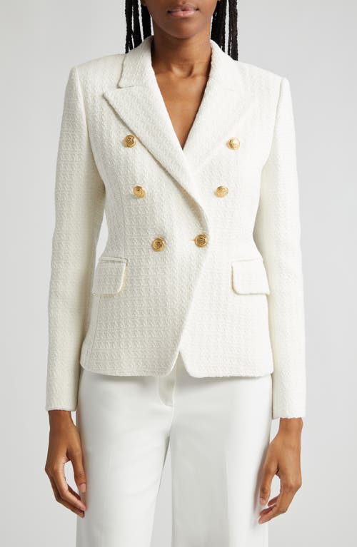 Judith & Charles Rothco Double Breasted Tweed Blazer in Cream