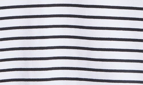 Shop Madewell Stripe Perfect Cotton Crewneck Top In Jet Black