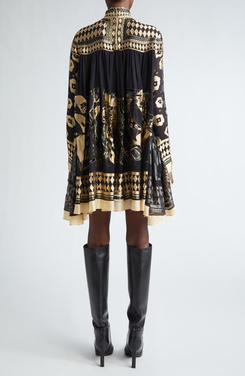 Shop Zimmermann Illustration Otto Jacquard Long Sleeve A-line Minidress In Black/tea