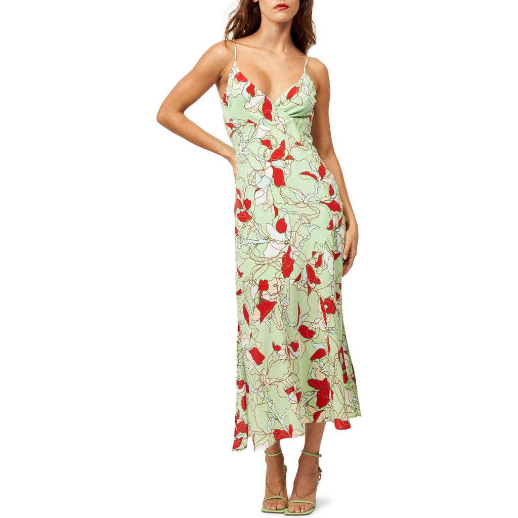 Equipment Justine Abstract Floral Silk Midi Dress In Green