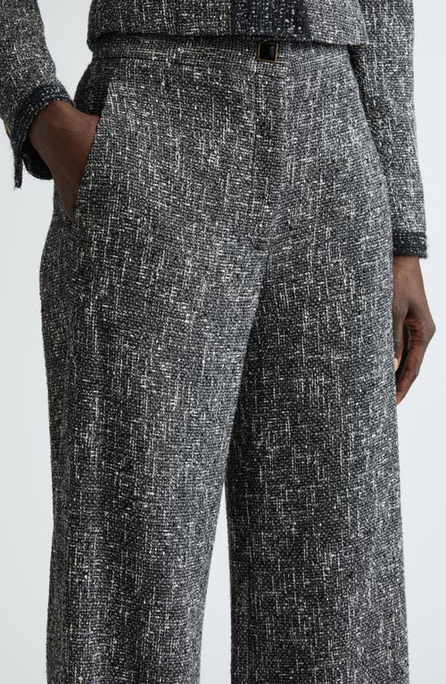 St John St. John Collection Tweed Wide Leg Trousers In Black/chalk Multi