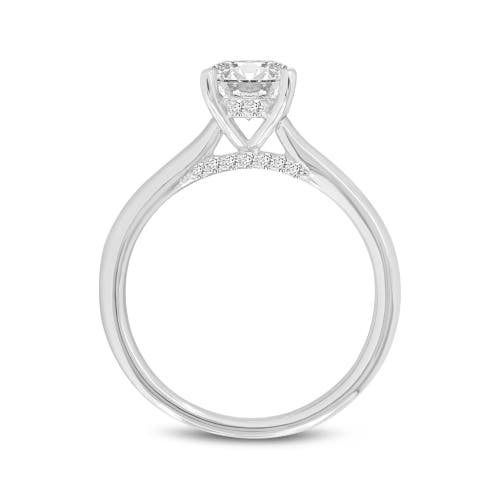 ASANY LOVE GROWN COLLECTION LUVMYJEWELRY 14K WHITE GOLD ROUND CUT LAB GROWN DIAMOND HIDDEN HALO ENGAGEMENT RING 