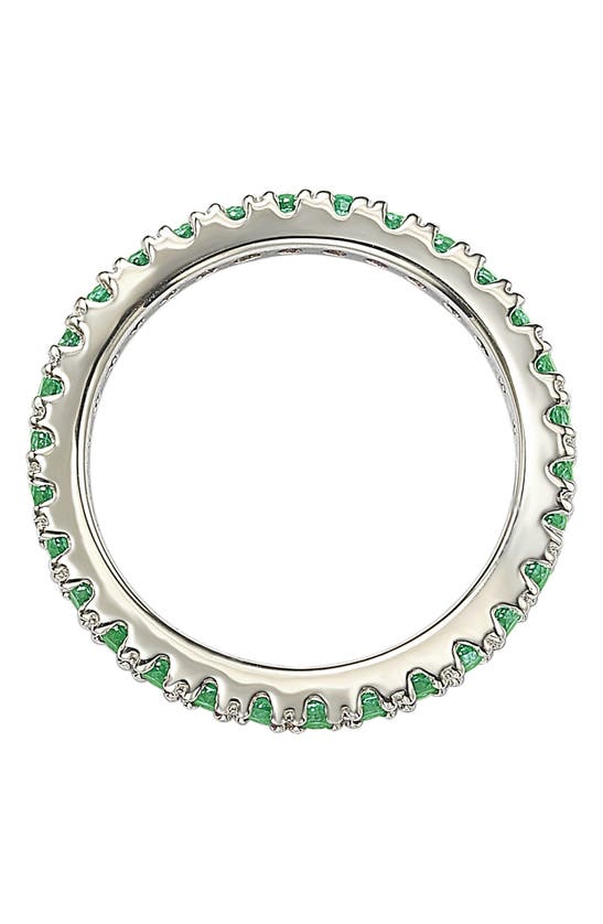 SUZY LEVIAN SUZY LEVIAN STERLING SILVER GREEN CZ ETERNITY BAND RING
