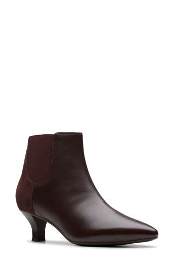 Clarks Kepley Erin Leather Boot In Dark Brown Lea