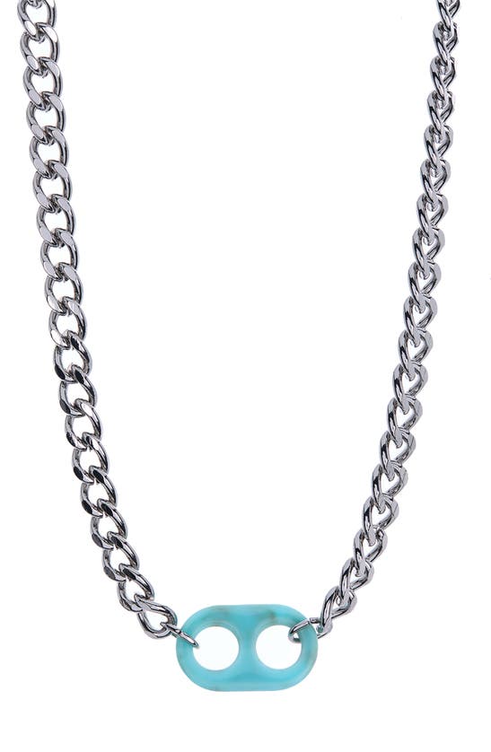 Abound Resin Mariner Link Curb Chain Necklace In Turquoise- Silver