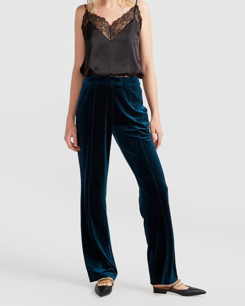 Belle & Bloom Reverie Velvet Pant In Dark Teal