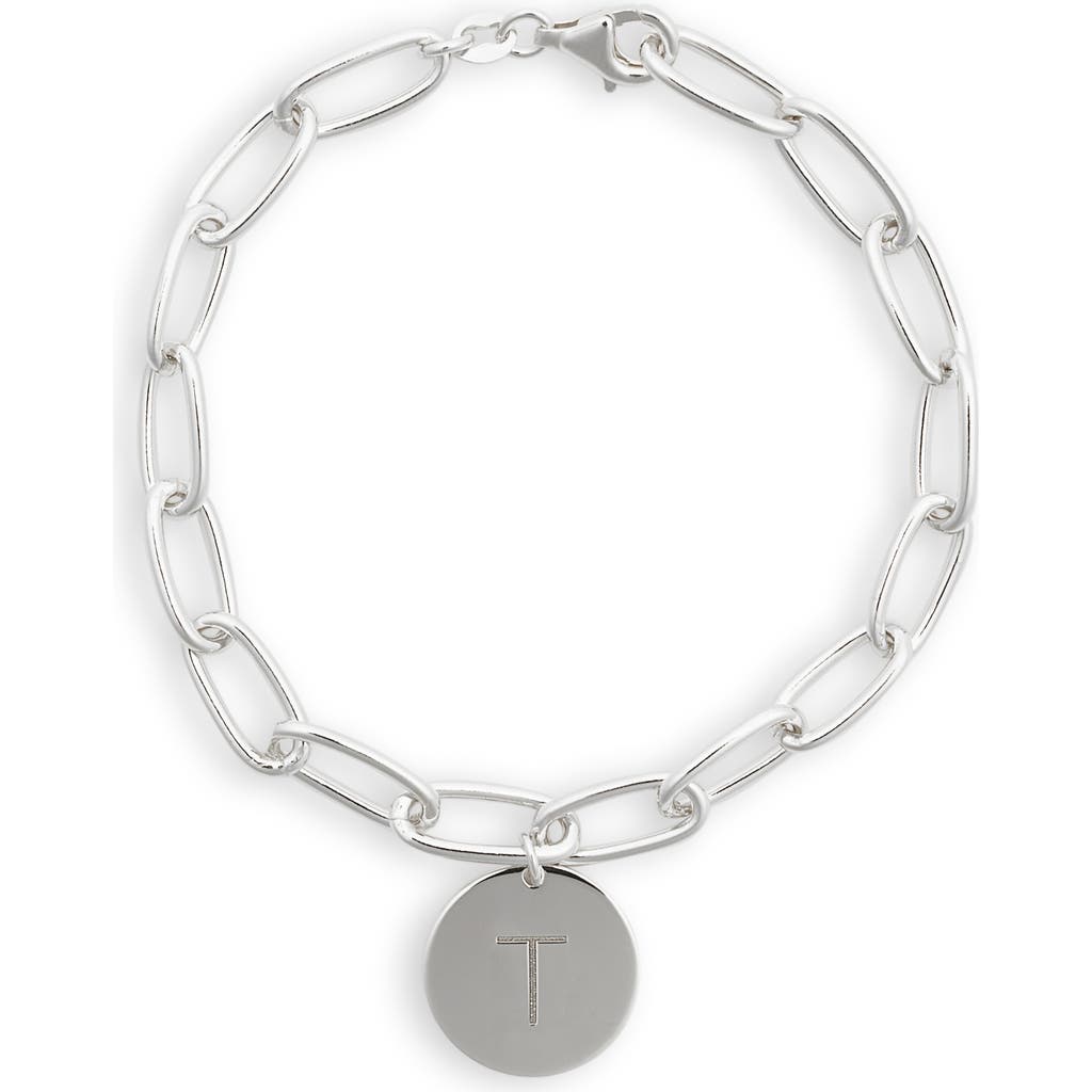 Meshmerise Initial Disc Charm Bracelet In White-t