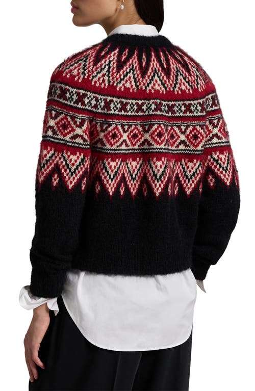 Shop Polo Ralph Lauren Fair Isle Alpaca Blend Jacquard Cardigan In Black Multi