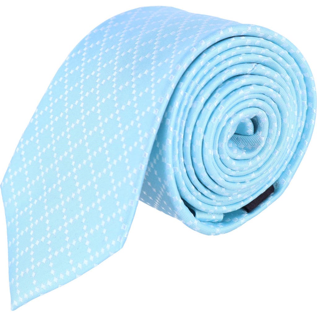 Trafalgar Rowan Geo Pattern Silk Tie In Blue