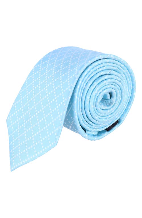 Trafalgar Rowan Geo Pattern Silk Tie In Blue