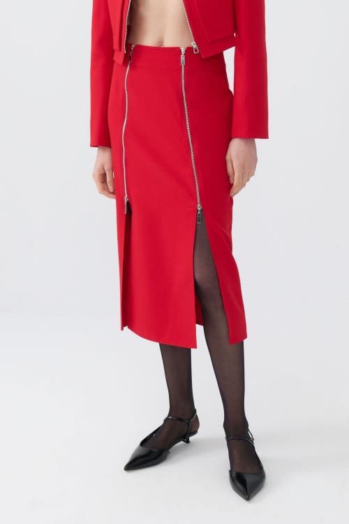 Shop Nocturne Pencil Skirt With Zipper Design In Red