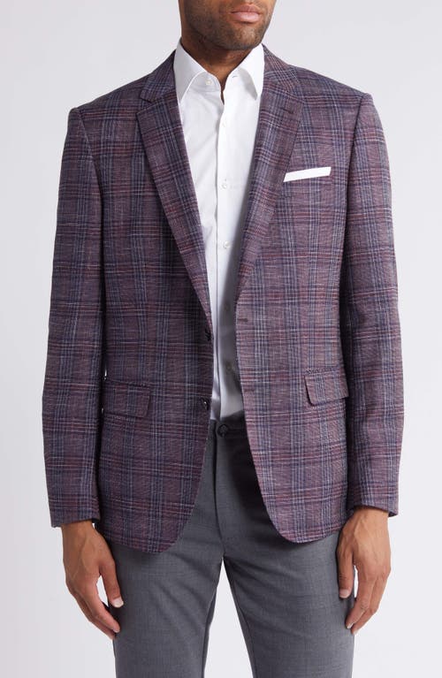 Shop Hugo Boss Boss Hutson Plaid Wool Blend Sport Coat In Dark Red