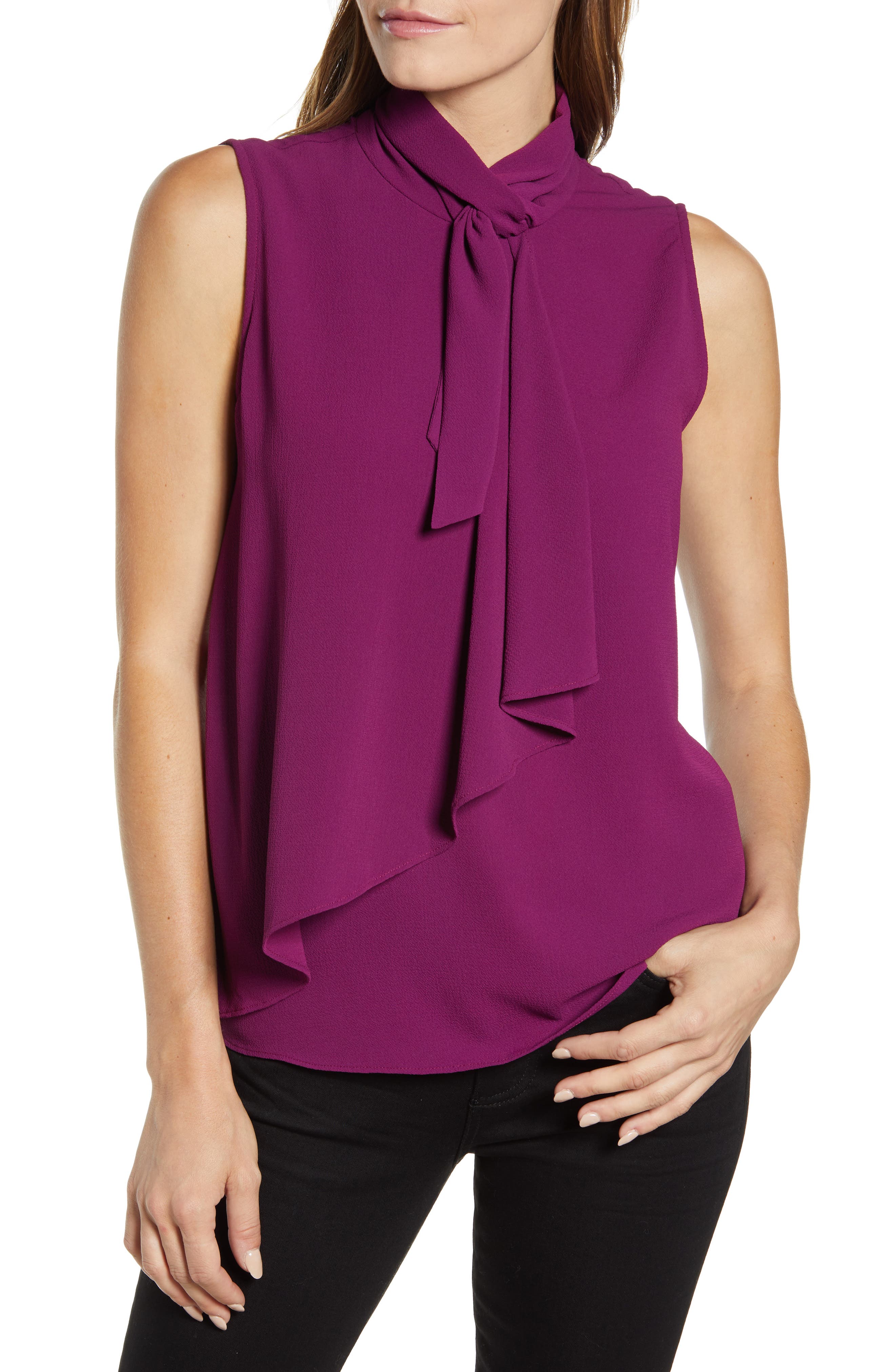 vince camuto tie neck blouse