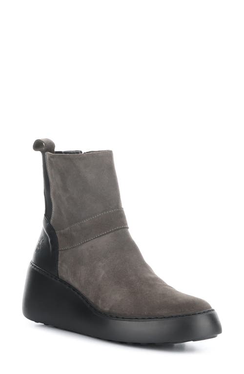 Shop Fly London Doxe Wedge Platform Boot In 001 Anthracite/black