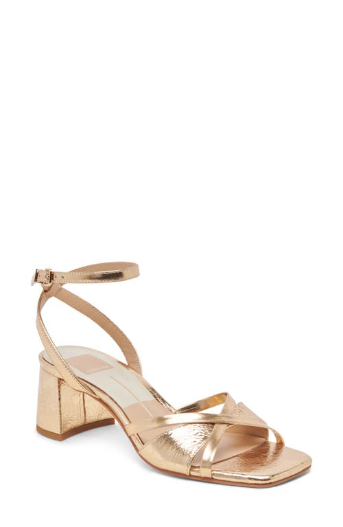 Shop Dolce Vita Blakly Ankle Strap Sandal In Gold Distressed Leather