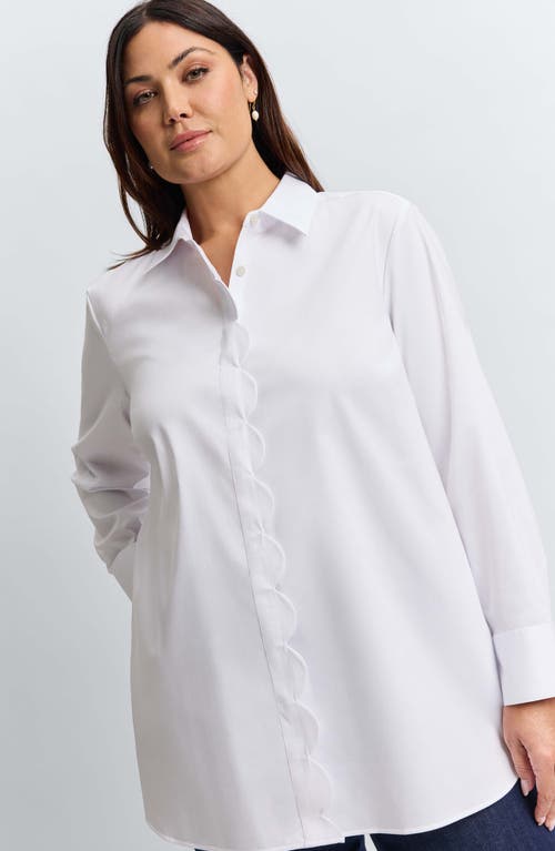 Shop Foxcroft Layla Sateen Button-up Shirt In White