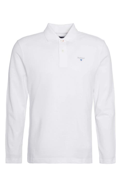 Shop Barbour Long Sleeve Cotton Polo In White