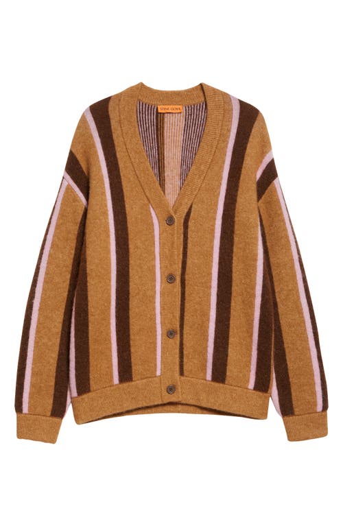 Shop Stine Goya Stripe Cardigan In Cocoa Stripes