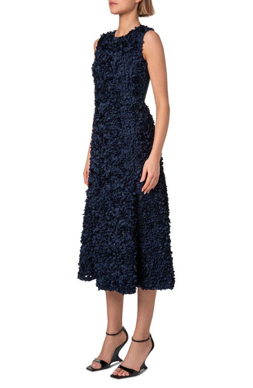 Akris Punto Mix Media Midi Dress With 3d Lasercut Floral Detail In Ink