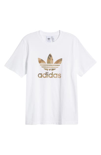 Click to view more detailed imagery on our partner's website Adidas Originals Camo Trefoil Graphic Tee In White/wild Pine /multicolor