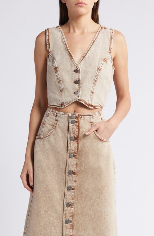 Shop Treasure & Bond Fitted Denim Vest In Beige Khaki