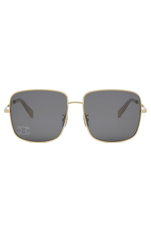 CELINE Rhinestone Triomphe 59mm Square Sunglasses in Shiny Endura Gold /Smoke 