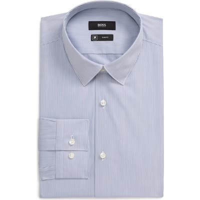 Boss Slim Fit Stripe Travel Dress Shirt, Blue