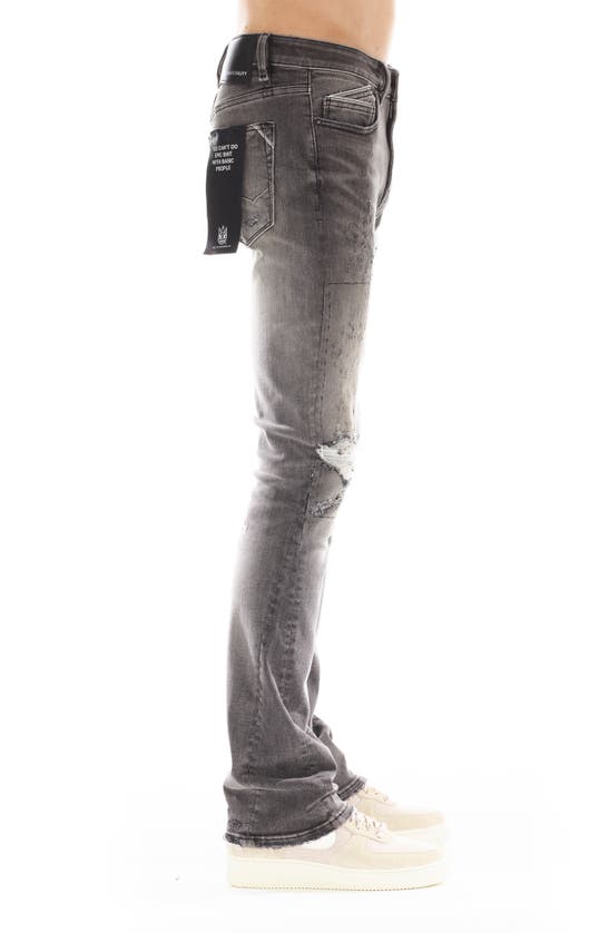 Shop Cult Of Individuality Lenny Ripped Bootcut Jeans In Coal