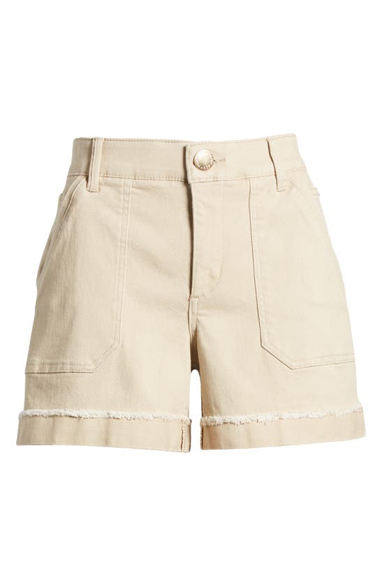 Wit & Wisdom 'ab'solution Frayed Patch Pocket High Waist Twill Shorts In Pale Oak