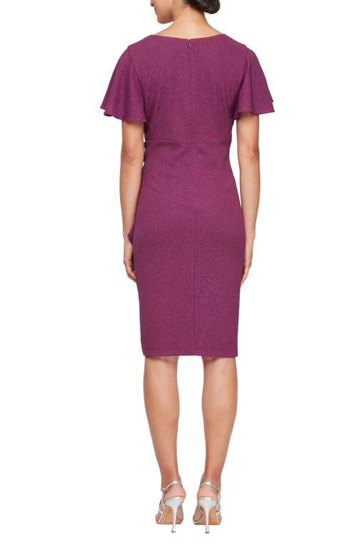 Shop Slny Sl Fashions  Surplice Neck Sheath Dress In Dark Berry