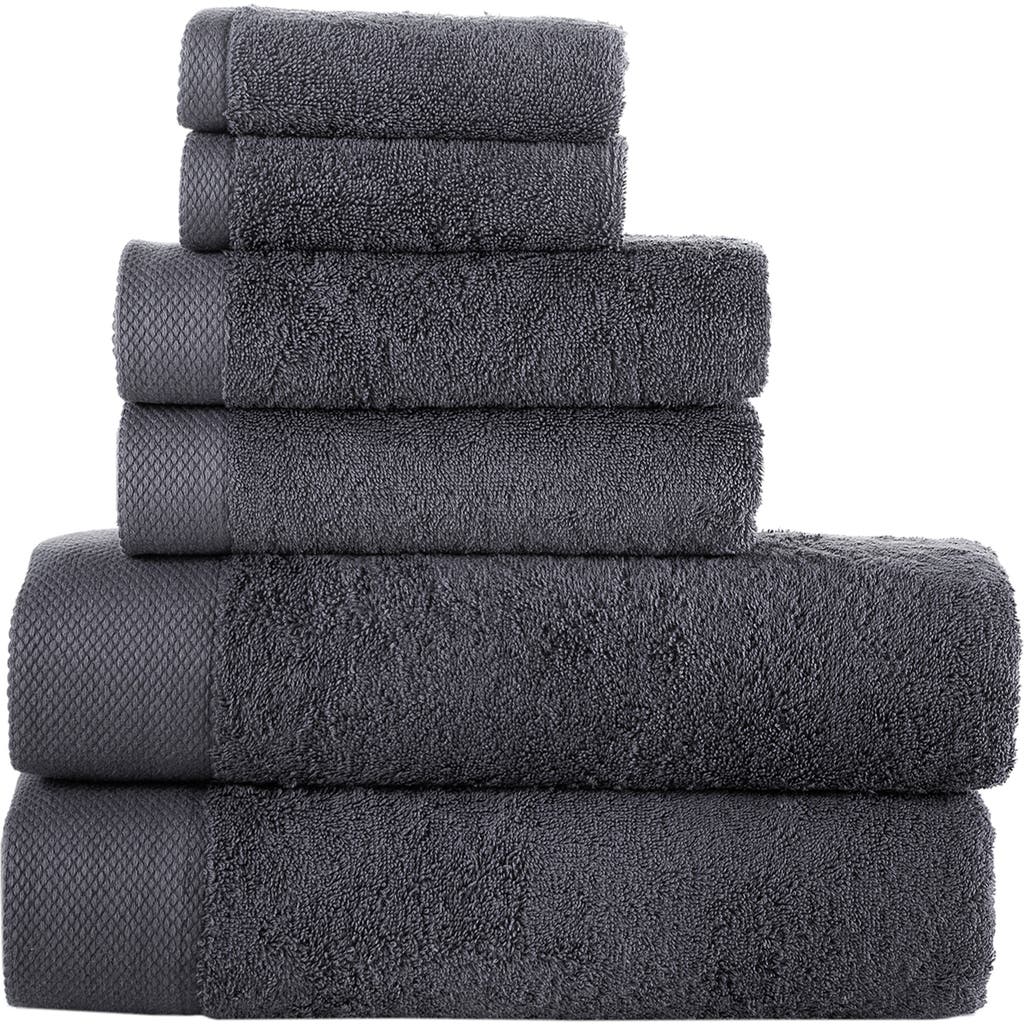 Shop Brooks Brothers 6-piece Solid Signature Cotton Towel Set In Anthracite