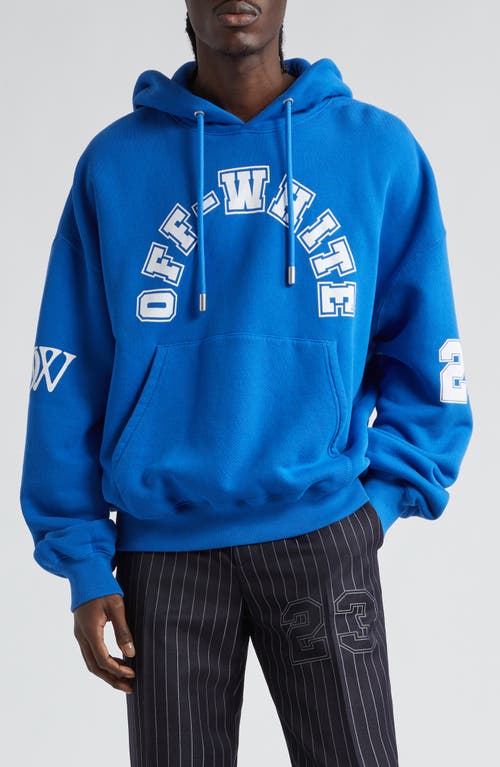 Off-White Oversize Football Logo Graphic Hoodie Nautical Blue White at Nordstrom,