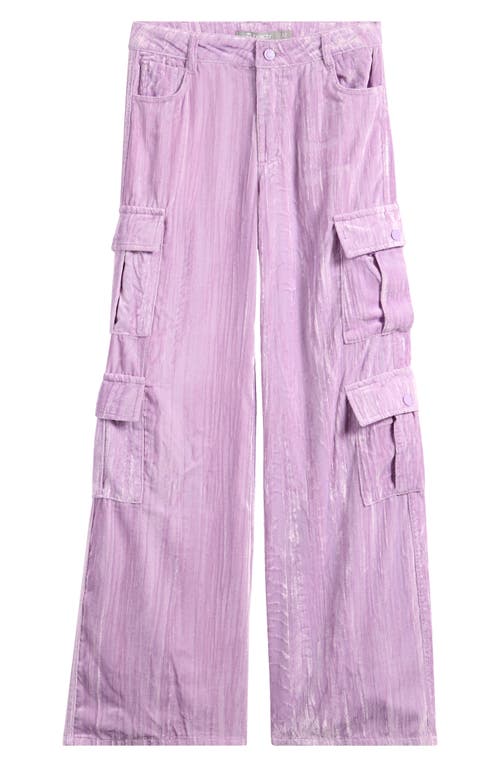 Shop Tractr Kids' Crushed Velveteen Cargo Pants In Lilac