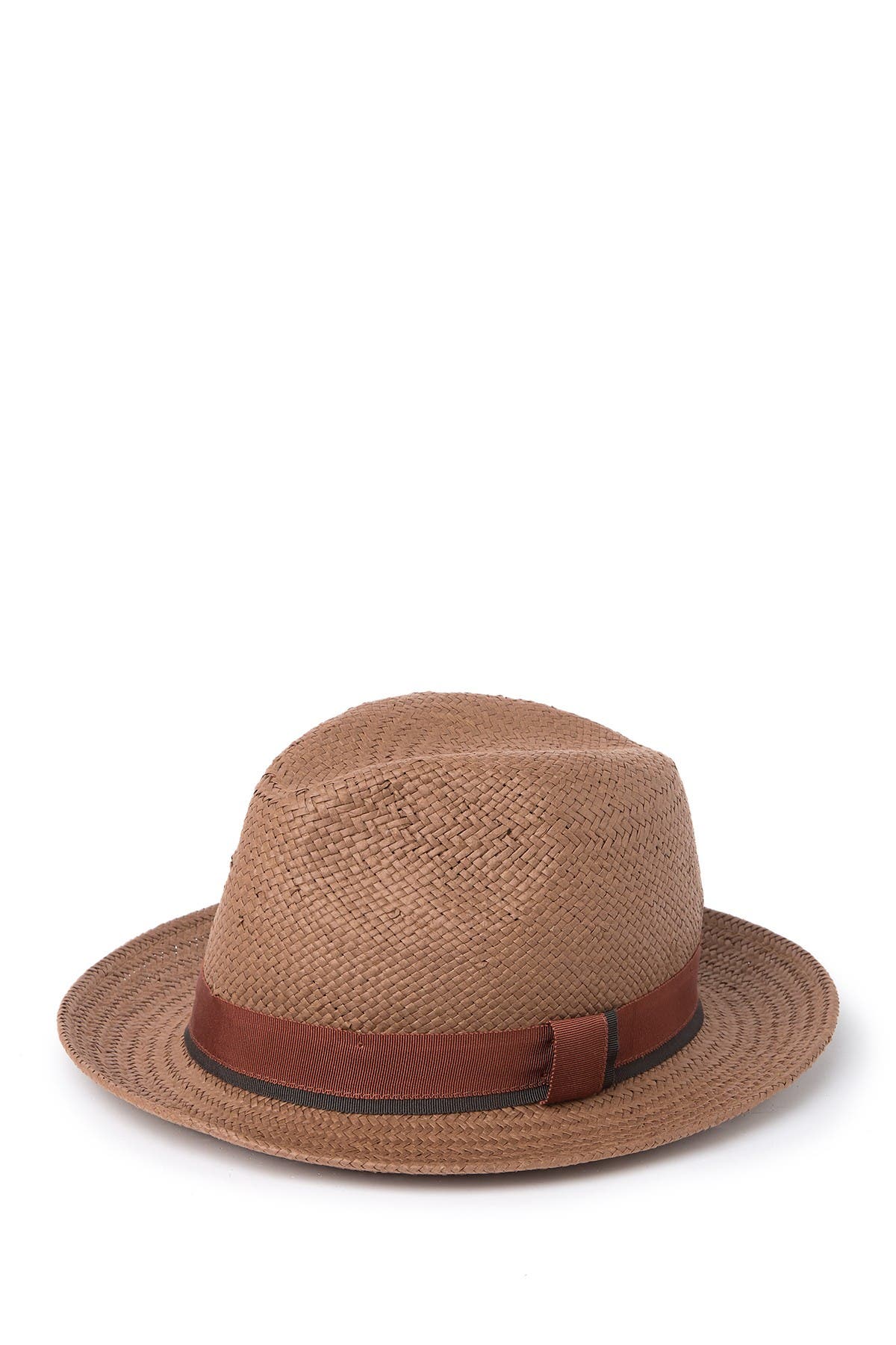 Stewart Of Scotland Woven Straw Fedora Hat In Brown