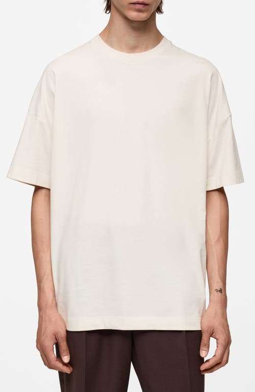 Shop Mango Oversize Cotton T-shirt In Ecru