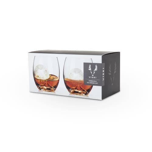 Shop Viski Glacier 4-piece Ice Sphere Mold And Tumbler Set In Clear