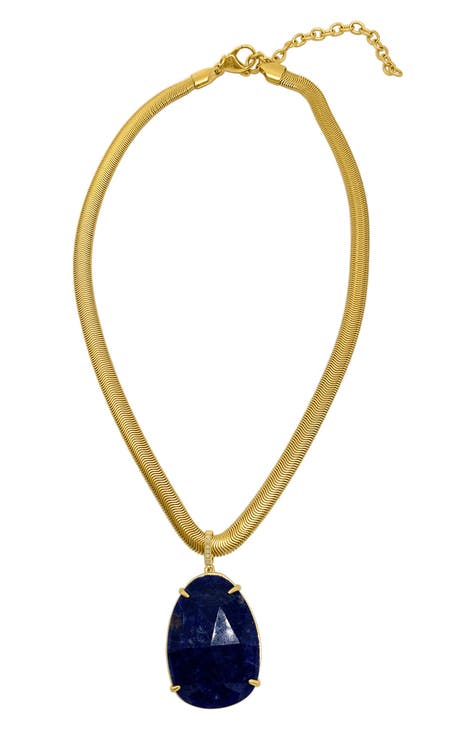 Pear Cut Sapphire & Diamond Pendant Necklace - 0.10ct.