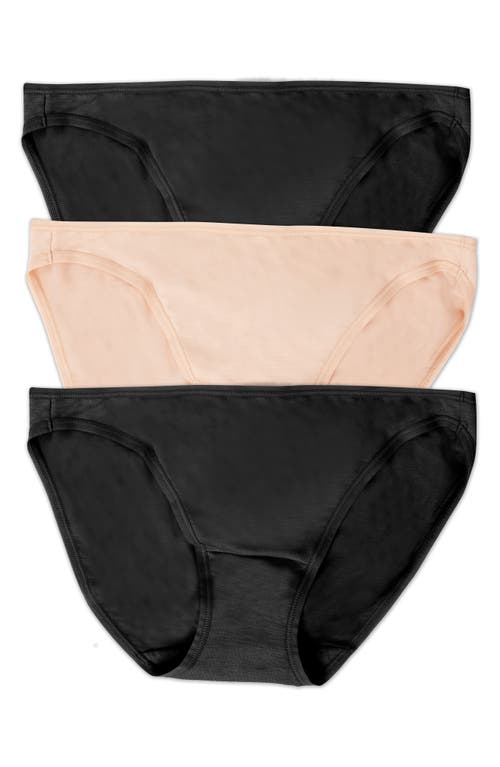 Felina Assorted 3-pack So Smooth Low Rise Bikinis In Bare/black