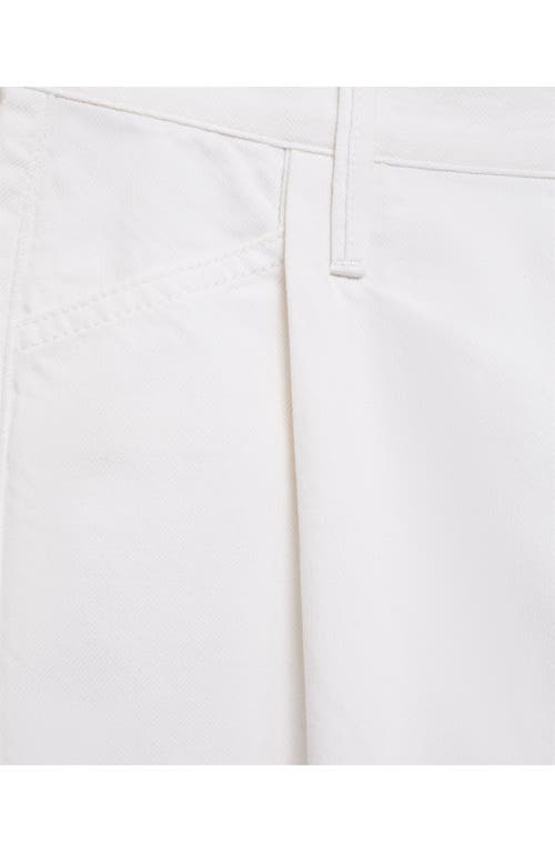 Shop Mango Pleat Front Raw Hem Denim Cutoff Shorts In White