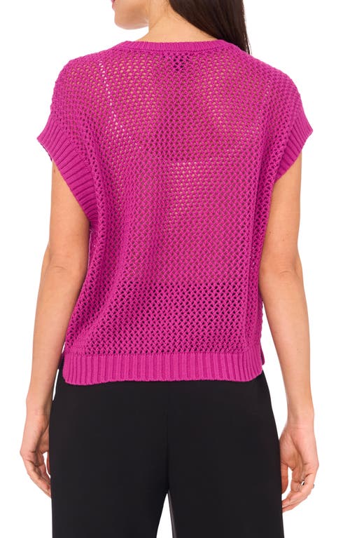 Shop Halogenr Halogen(r) Open Stitch Cotton Crop Sweater Vest In Vivid Plum Purple