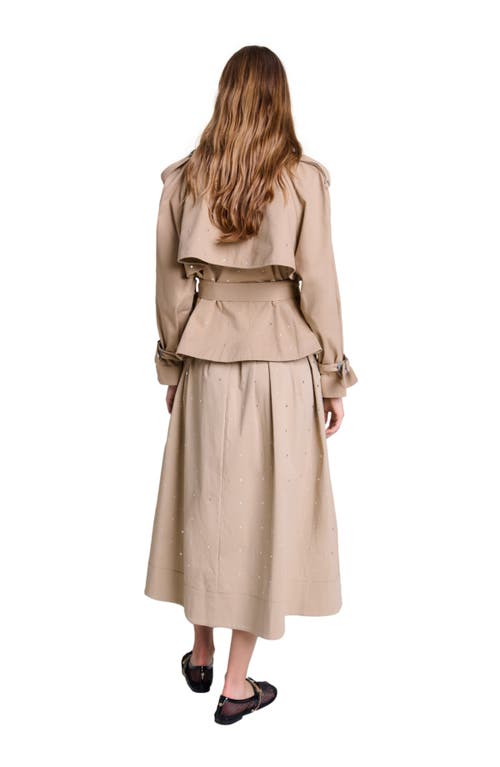 Maje Gustuds Short Water-repellent Trench Jacket In Beige