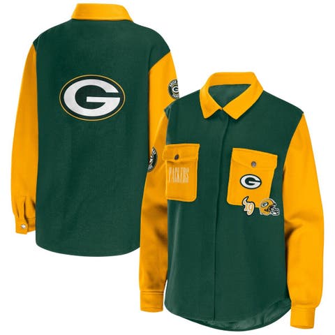 G-III 4Her by Carl Banks Women's Green, Cream Green Bay Packers Riot Squad Sherpa Full-Snap Jacket Green,Cream