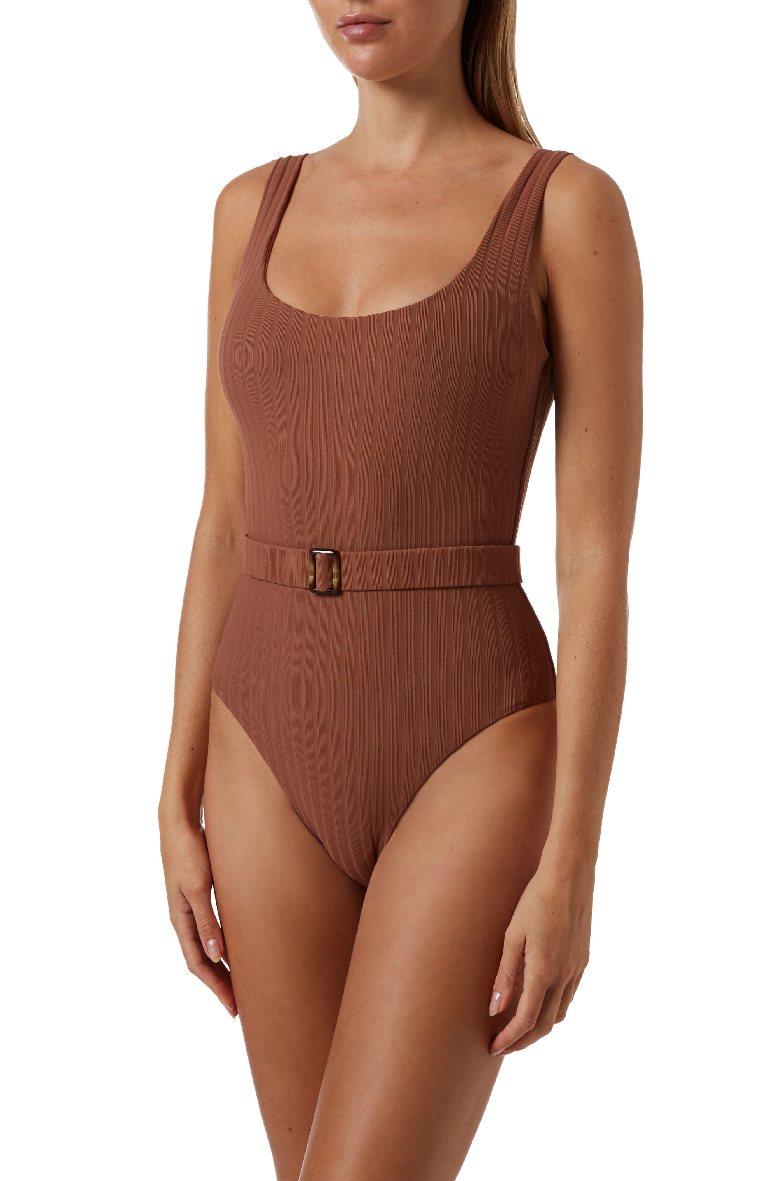 brown bathing suit