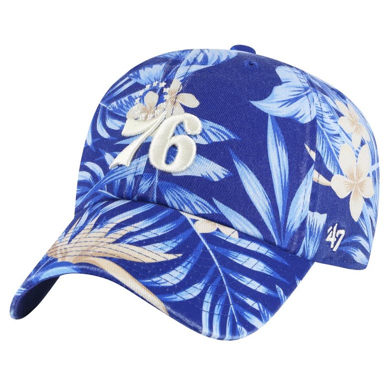 Shop 47 ' Royal Philadelphia 76ers Tropicalia Floral Clean Up Adjustable Hat