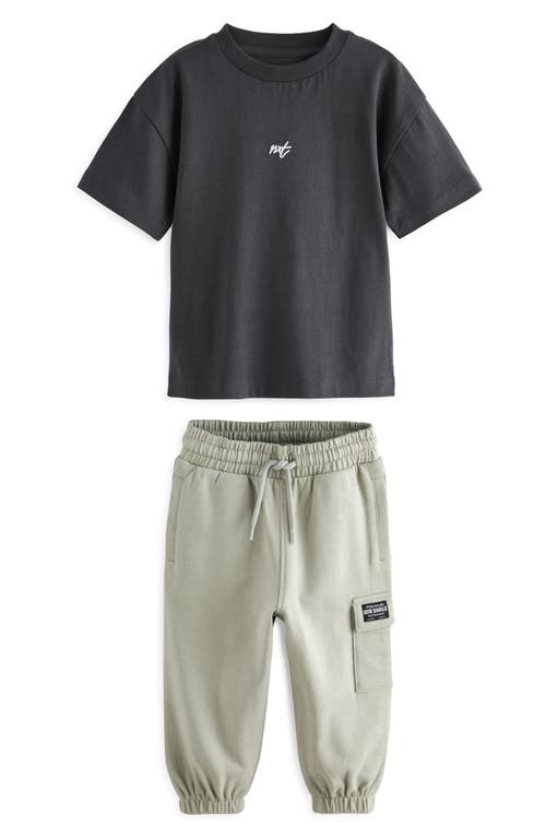 Shop Next Kids' Cotton T-shirt & Cargo Joggers Set In Blue