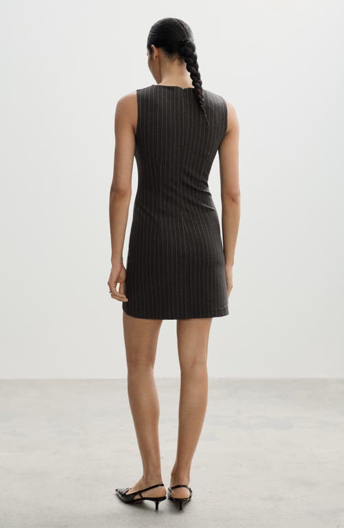 Shop Mango Stripe Sleeveless Minidress In Grey