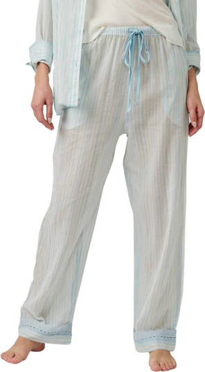 Free People Womens Moonshadow Pajama Lounge Pants, White, X-Small